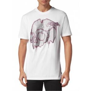 NEW PHILIPP PLEIN crystal skull tee t-shirt in white